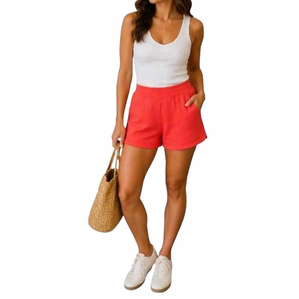NEW YELETE relaxed thin modal scuba pull-on shorts in orange